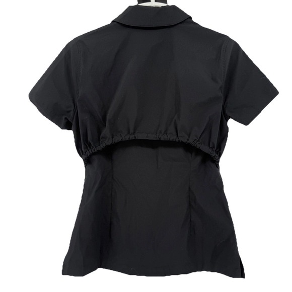 Athleta Womens XXS Black Zip Front Utility Short Sleeve Drawstring Waist Top - Picture 4 of 4